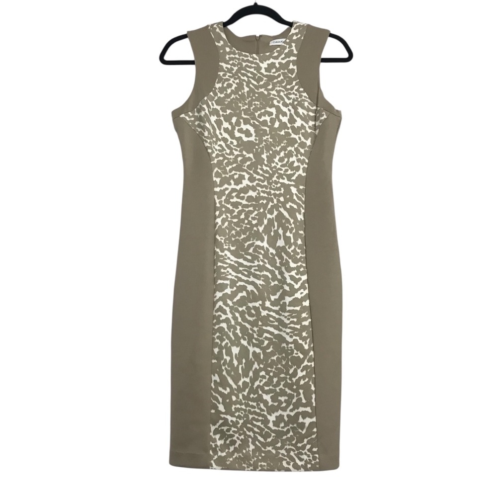 Calvin Klein Geometric Print Sheath Dress Womens Size 4 Office Cocktail Career